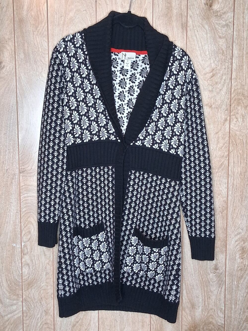 Ladies Neve Cardigan Sweater 100% Wool Longer Style Pockets One Snap